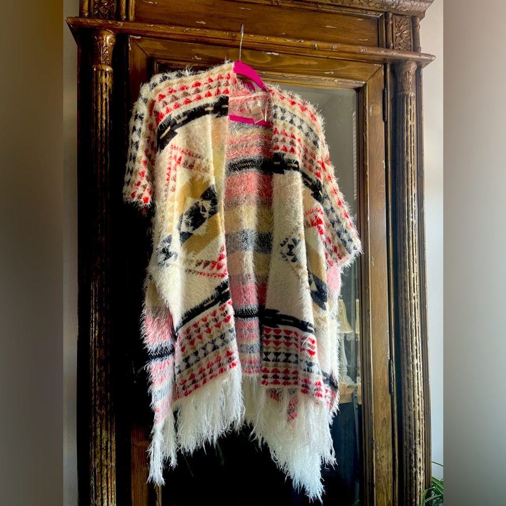 Free people fuzzy southwestern boho pnocho
